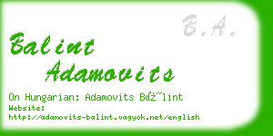 balint adamovits business card